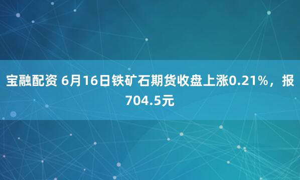 宝融配资 6月16日铁矿石期货收盘上涨0.21%，报704.5元