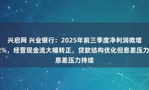 兴启网 兴业银行：2025年前三季度净利润微增0.12%，经营现金流大幅转正，贷款结构优化但息差压力持续
