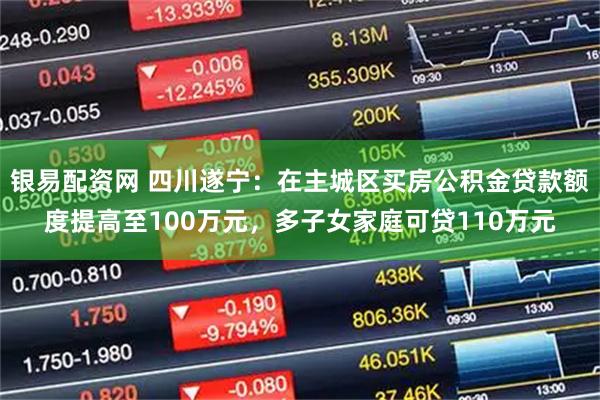 银易配资网 四川遂宁：在主城区买房公积金贷款额度提高至100万元，多子女家庭可贷110万元